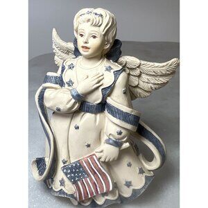 Sardhs Sarahs Angels "Payton" Patriotic Angel Figurine American Flag Grannycore